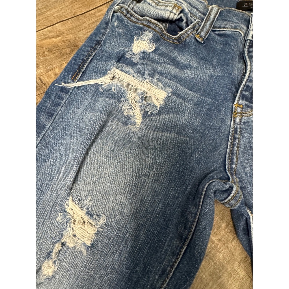 Judy Blue Los Angeles Distressed Skinny Jeans Womens 5 27 Medium Wash Ripped - Picture 10 of 14
